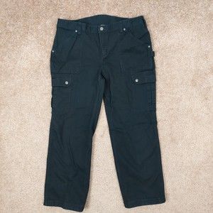 Duluth Womens 16x29 Black Cargo Mid-Rise Fire Hose Relaxed Curvesetter Pants